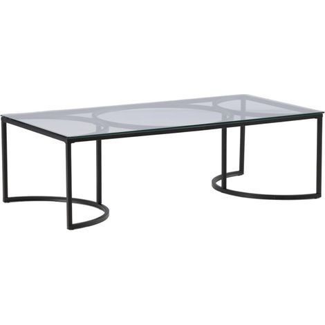 Table Basse Design en Verre "Skanor" 140cm Noir (1/5)