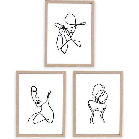 Décoration murale minimaliste sans cadre, représentant la silhouette d'une femme, avec collage et cadre photo abstrait. Affiche moderne pour la chambre à coucher. (1/4)