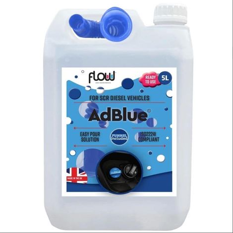 AdBlue 5L Diesel Exhaust Fluid with Easy Pour Spout AdBlue Top Up for Cars Vans Euro 6 5 4 SCR, No Spill Bottle
