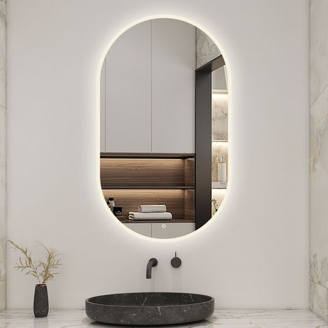 1200x700mm Oval LED mirror with 3 colors brightness and temperatures,Anti-fog,Memory Function