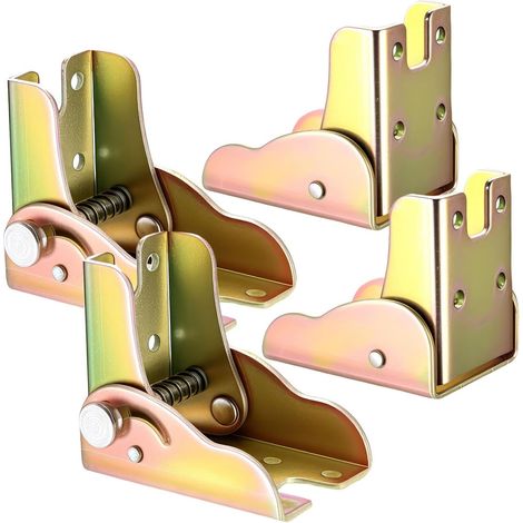 4 Pcs Charnière Pliante Autobloquante 90° - Idéal pour tables rabattables, meubles, lits, bancs, étagères, verrouillage automatique, installation facile, métal résistant (1/5)