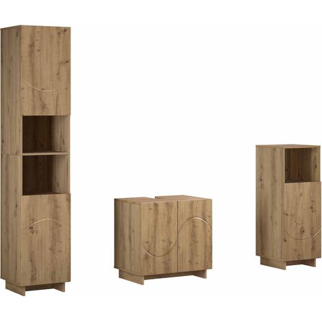 Ensemble d'armoire de salle de bain 3 pc Chêne artisanal vidaXL (1/5)