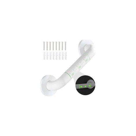 Rutschfester Haltegriff für Bad und Dusche mit Leuchtring – mit abgedecktem Flansch, 40 cm – Crezuo