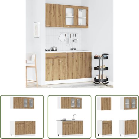 Küchenschränke - 4-tlg. Küchenschrank-Set Lyon Artisan-Eiche Holzwerkstoff (1/5)