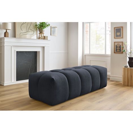 BOBOCHIC - Pouf MONT-BLANC velours Bleu foncé (1/5)