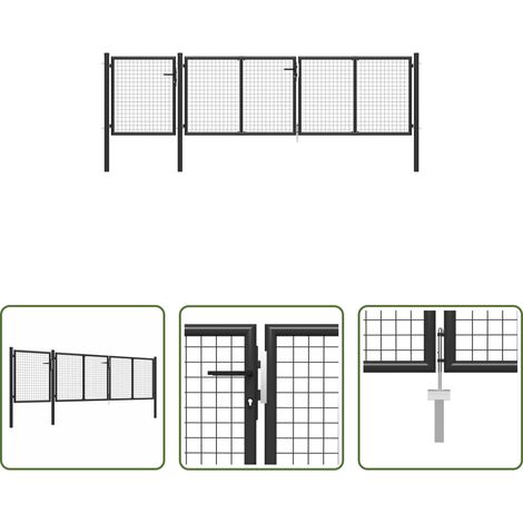 vidaXL Gartenzaun -  Gartentor aus Stahl 400 x 75 cm Anthrazit