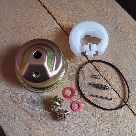 Kit de cuve de carburateur GX120 GX160 GX200 GX140 : Kit de réparation de carburateur, comprenant un joint de chambre à flotteur et un bouchon de vidange, pour réparer les fuites du carburateur. (1/2)