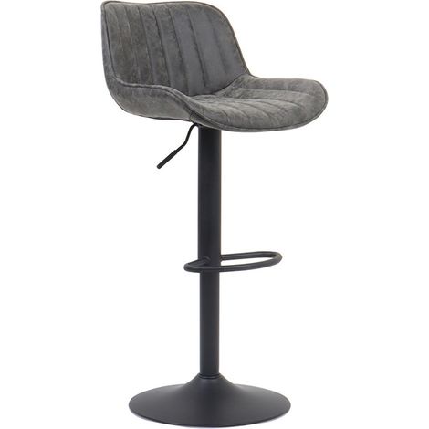 Barhocker ZENA – Vintage-Stil – PU Grau – Bequeme und stilvolle Sitzfläche
