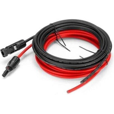 AWG 12 Solarpanel-Verlängerungskabel-Adapterset mit MC4-Buchsen und -Steckern (5 m rot + 5 m schwarz)