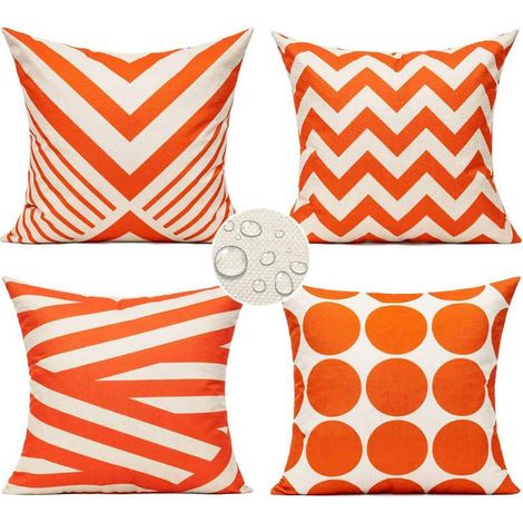 Kindfiber OÜ-Housses de coussin d'extérieur orange automnales pour patio, 45 x 45 cm, lot de 4, pour véranda, fauteuil, canapé ou salon. (1/5)