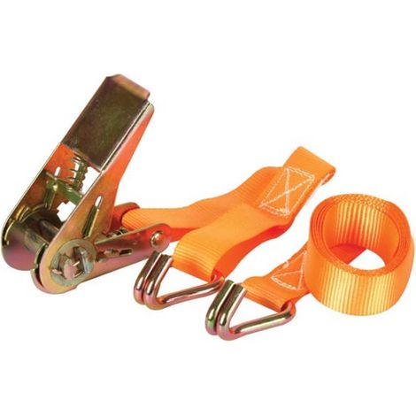 Sangle D'arrimage Avec Tendeur , Cliquet + Crochets - Max 500 Kg - 1 5 M X 25 Mm (1/4)