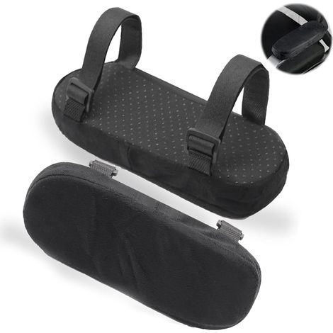 Cuscini per braccioli, set da 2 sedie, spessore 3 cm, neri. Cuscini per braccioli in memory foam, cuscini ergonomici antiscivolo in schiuma per braccioli, fodere di supporto. (1/5)