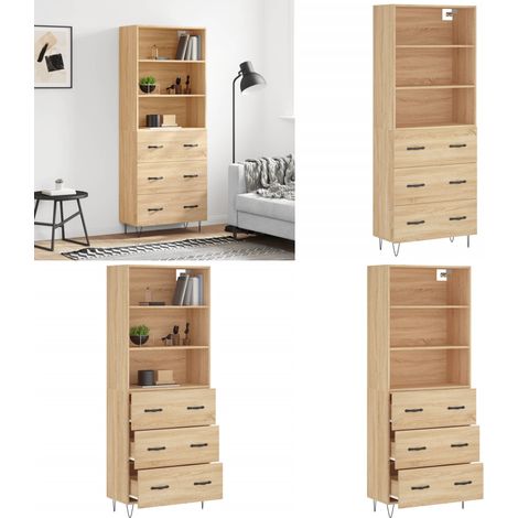 Highboard Sonoma-Eiche 69,5x34x180 cm Holzwerkstoff - Highboard -  Highboards - Home & Living (1/5)