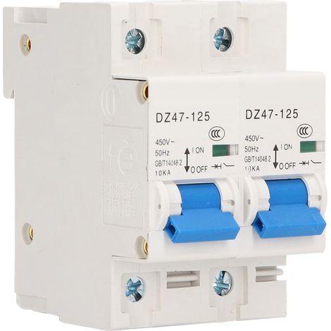 Disjoncteur miniature à verrouillage AC450V, inverseur manuel double alimentation, montage sur rail DIN, 1P+1P, 10 kA, 100 A (1/5)