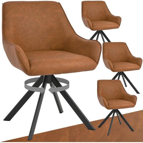 Esszimmerstühle 4er Set drehbar mit Armlehne, PU-Leder braun (1/5)