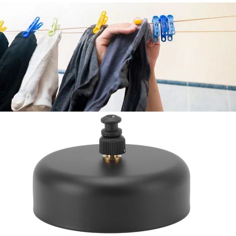 Étendoir à linge dissimulé en acier inoxydable, fil d'acier, porte-vêtements de salle de bain, balcon, étendoir intérieur rétractable en acier inoxydable noir de 2,8 mètres. (1/5)
