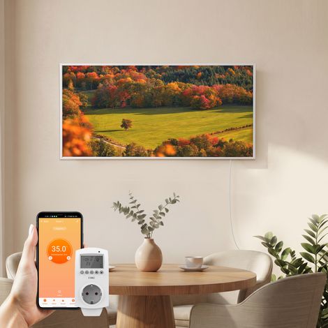 EMKE Bildheizung Waldlandschaft 1200 W 120 × 60 cm, Infrarotheizung mit Steck-Thermostat und WLAN-App-Steuerung (1/5)