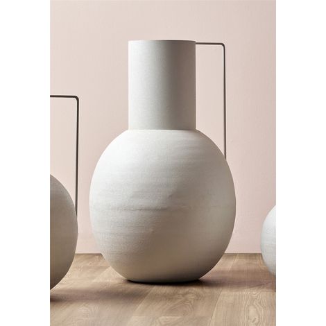 Vase en métal blanc avec anse 72 cm. 45 x 72 cm. (1/3)