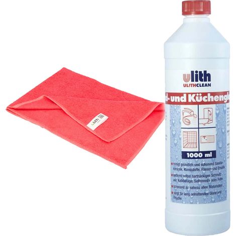 tecuro Bad- und Küchenglanz, 1000 ml Flasche, Universalreiniger für alle Flächen inkl. Mikrofasertuch (1/3)