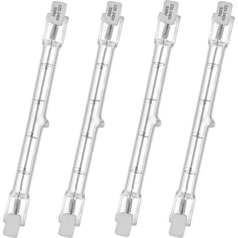 BelleRise - Tube halogène, base R7S, lampe tube halogène T3, 230V, 300 watts, 118 mm, blanc chaud - 2800K (4 pièces) (1/4)