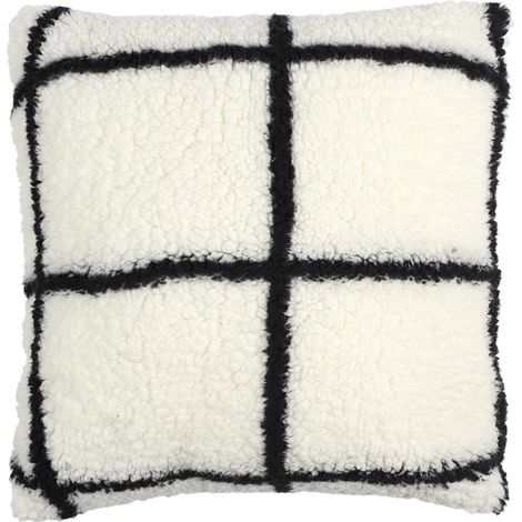 Coussin polyester 40x40 cm collection NINON à carreaux blanc et noir (1/4)