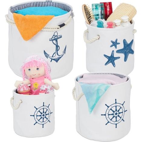 Set di 4 cestini portaoggetti in stile marino 8 (1/5)