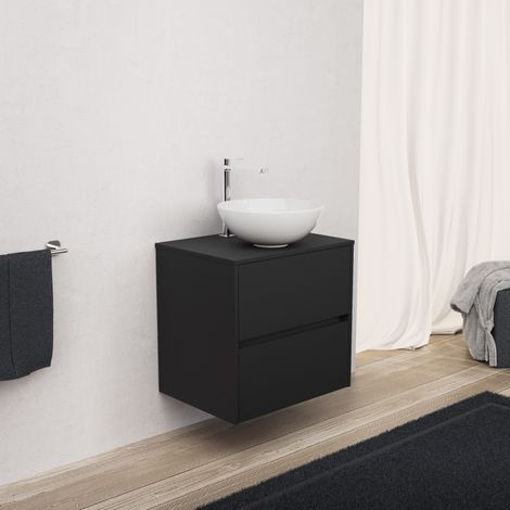 Inda - Meuble de salle de bain 2 tiroirs L.60 avec vasque à poser (1/5)