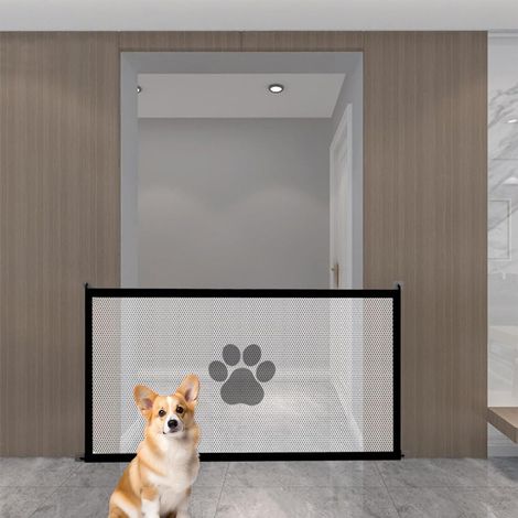 Barrera antipinchazos para mascotas, 180x78cm, poliéster, blanca, red de aislamiento para perros, red de seguridad plegable y portátil para perros. (1/5)