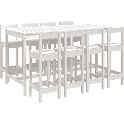 Maison Exclusive - 9-tlg. Gartenbar-Set Weiß Massivholz Kiefer