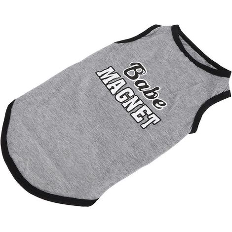T-shirt pour animaux de compagnie, motif mini cochon, en coton fin, imprimé lettres tendance (Gris XS) (1/3)