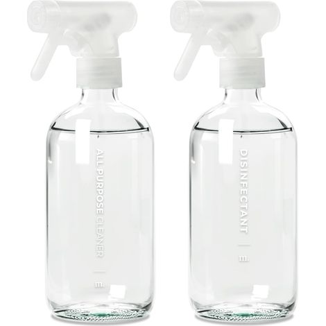 vaporisateur en verre pour le nettoyage - 500 ml transparent lot de 2 avec 16 étiquettes - pulverisateur - spray vide - Spray Bottle (1/5)