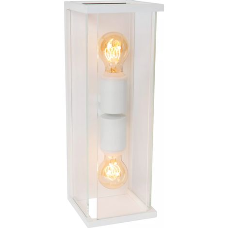 Applique esterna bianca 2xE27 IP54 in vetro Claire Lucide (1/5)