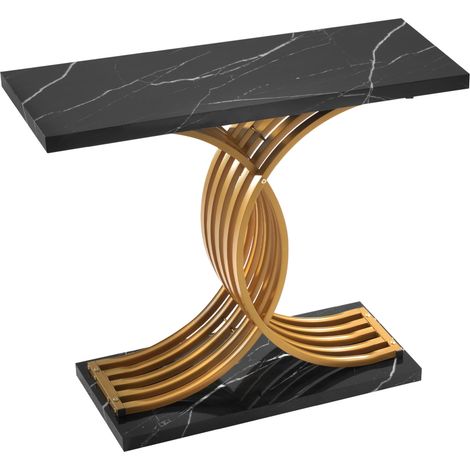 Mophorn 39-inch Gold Console Table, Modern Sofa Table for Living Room, Wooden Rectangular Entryway Desk with Metal Legs, Slim Design for Hallway, Bedroom, or Foyer, Simple Assembly (1/5)