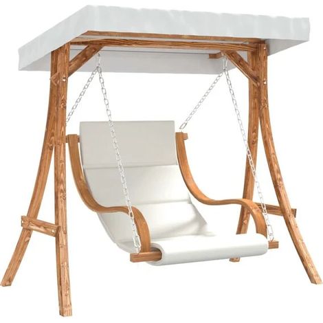 Fauteuil suspendu avec coussins et auvent en épicéa massif (1/5)