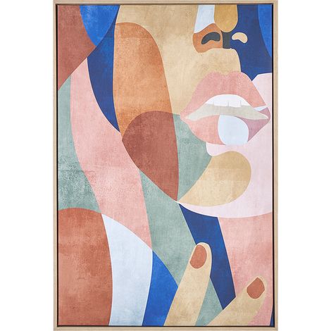 Lienzo cuadro de pared 93 x 63 cm marco MDF sintético abstracto geométrico multicolor Bitetto (1/5)