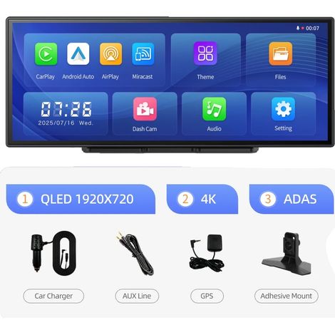 Caméra de voiture, enregistrement 4K, connectivité sans fil, Avec caméra arrière de 6m, Pas de carte TF (1/2)