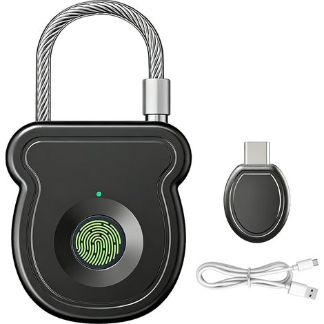 Intelligentes Türschloss mit Fingerabdrucksensor Typ C, USB-Schlüssel und Notentriegelungscode, Entriegelung in 0,5 Sekunden, Diebstahlsicherung mit Fingerabdruck für Koffer, Schrank und Tür (1/5)