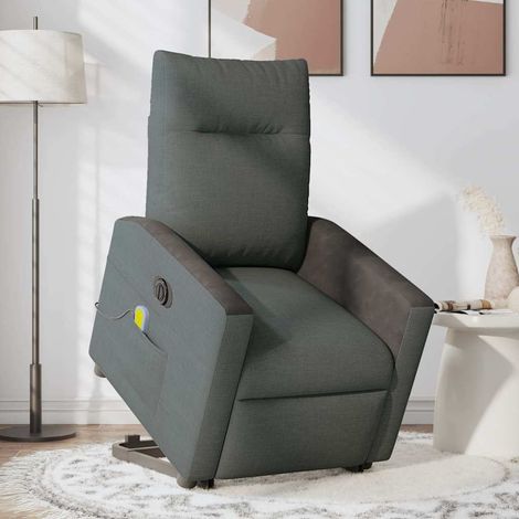 Fauteuil inclinable de massage électrique-Chaise de relaxation-Fauteuil Relax Gris foncé Tissu 501852 (1/5)