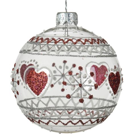 Palline per albero di Natale in vetro decorato rosso e argento da Ø 8 cm (1/2)