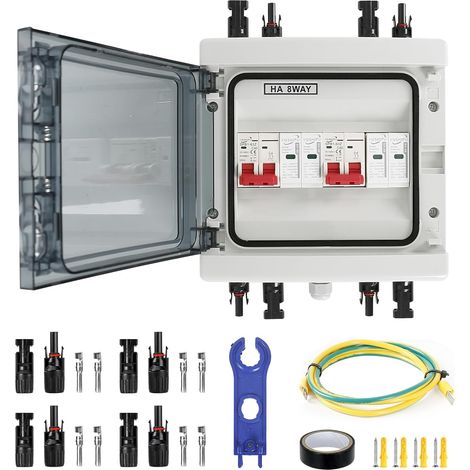 Boîtier de Couplage Solaire PV DC, Parasurtenseur 40A/1000V(2 in 2 out)  IP65 Étanche Disjoncteur Solaire pour Panneaux Solaires (1/5)