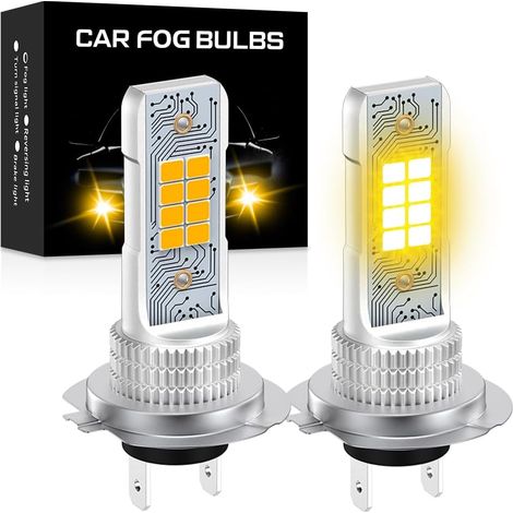 H7 LED Fog Light Bulbs 10000LM 6500K Yellow Golden 600% Light, CSP Chips H7 LED Fog Light, Original Size, Ready to Use, 2 Pieces (1/5)