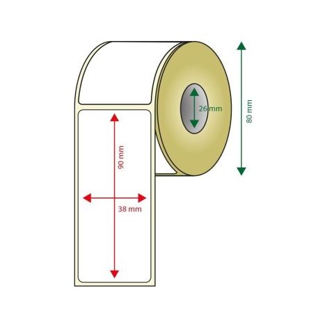PACK DE 6 ROLLOS DE ETIQUETAS ADHESIVAS TERMICAS BLANCAS APPROX ANCHO 80mm TAMAÃO ETIQUETA 38x90mm 4