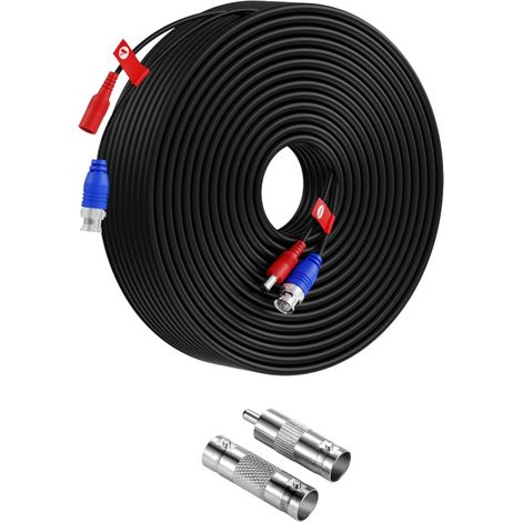 Câble Coaxial BNC Vidéo Rallonge 30m Préfabriqué Tout-En-Un pour Camera de Surveillance Analog CVI AHD TVI 1080p (1/5)