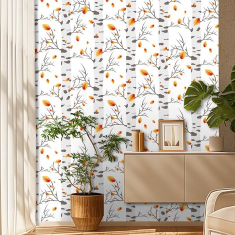 Carta Parati Adesiva Pareti Mobili Betulle Bianche 44,5 cm x 1 m (1/5)