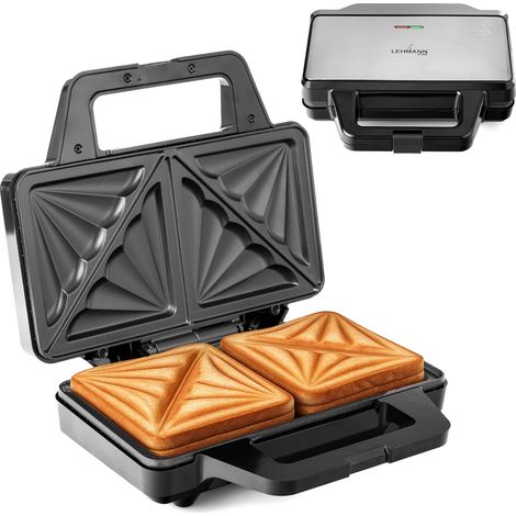Appareil Croque Monsieur XL, Plaques Extra Larges, Appareil a Croque Monsieur pour 2 Sandwichs Américains en Forme de Coquillages, Revêtement Antiadhésif, Nettoyage Facile, 1000W (1/5)