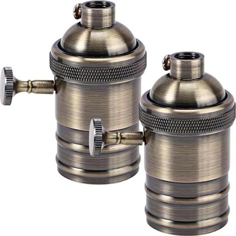 Lot de 2 douilles de lampe vintage en aluminium : 220 V E27 bronze avec interrupteur rotatif, adaptateur pour plafonnier LED ampoule décoration rétro accessoires de scène bar (1/5)