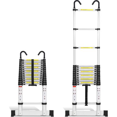 TolleTour Scala a libretto telescopica 4,4m argento con stabilizzatore e ganci, 150kg