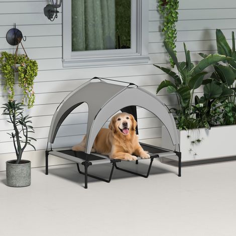 Hundebett Outdoor-Hundebett, wetterbeständig, erhöhtes Gestell, 106 x 76 x 94 cm, Hellgrau