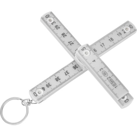 Lot de 2 règles pliantes portables en ABS de 0,5 m avec anneau porte-clés pour la menuiserie et la pose de carrelage (blanches) (1/5)