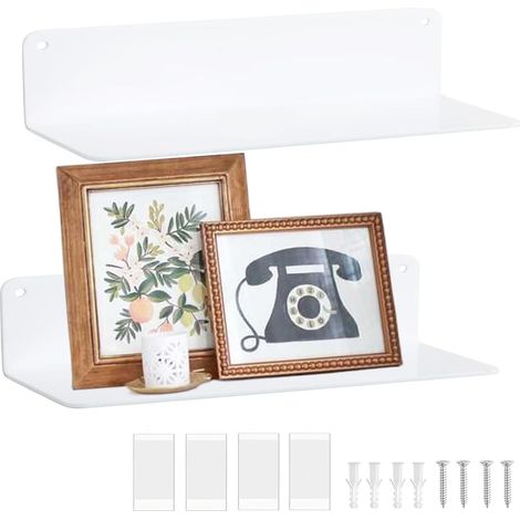 Étagère Murale, 30 cm Petite Tablette Murale,Etageres Murales pour Salon, Cuisine, Chambre, Salle de Bain,Lot de 2 (1/5)